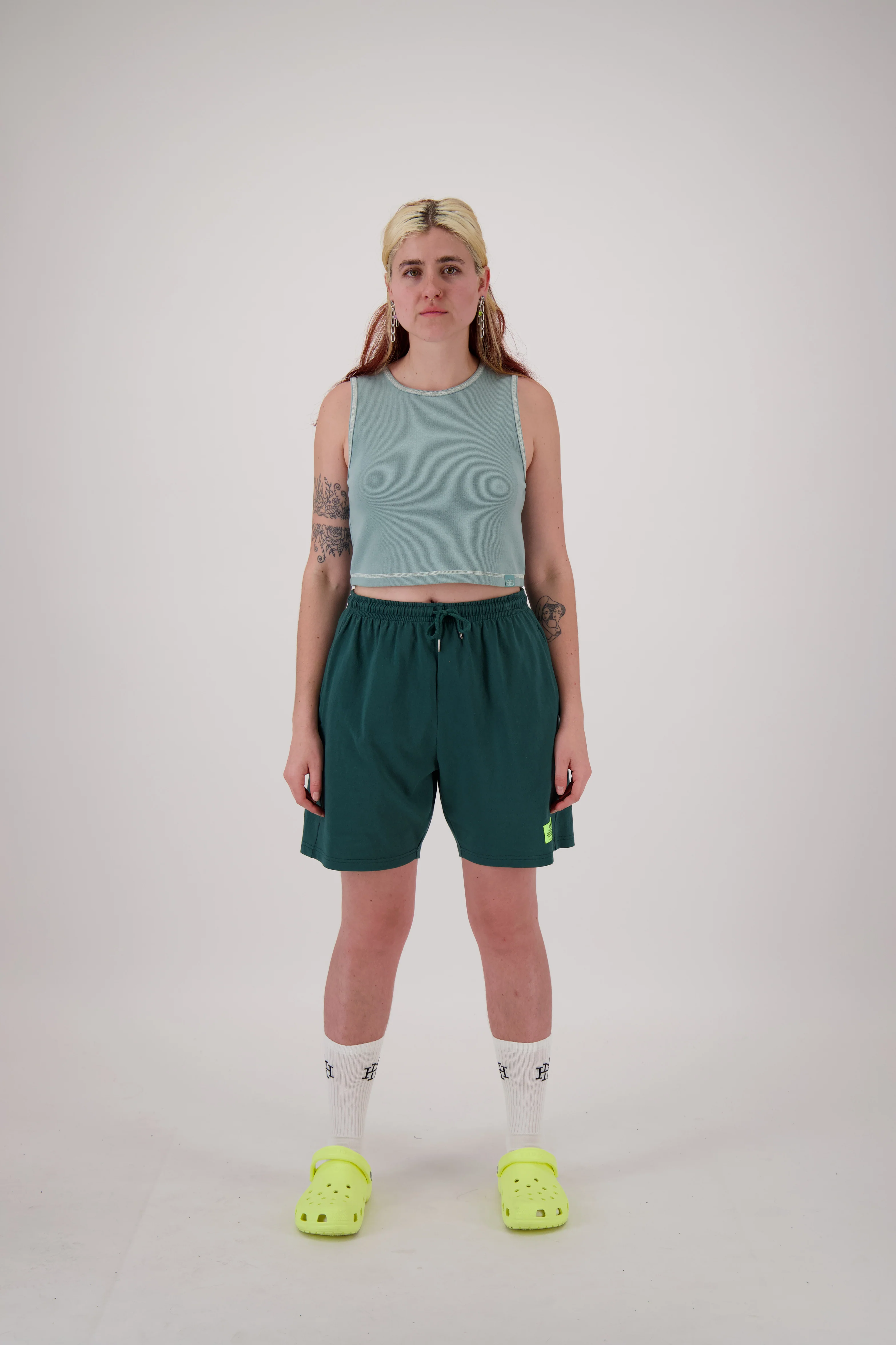 Cropped Ribbed Tank - Sage - Image 3