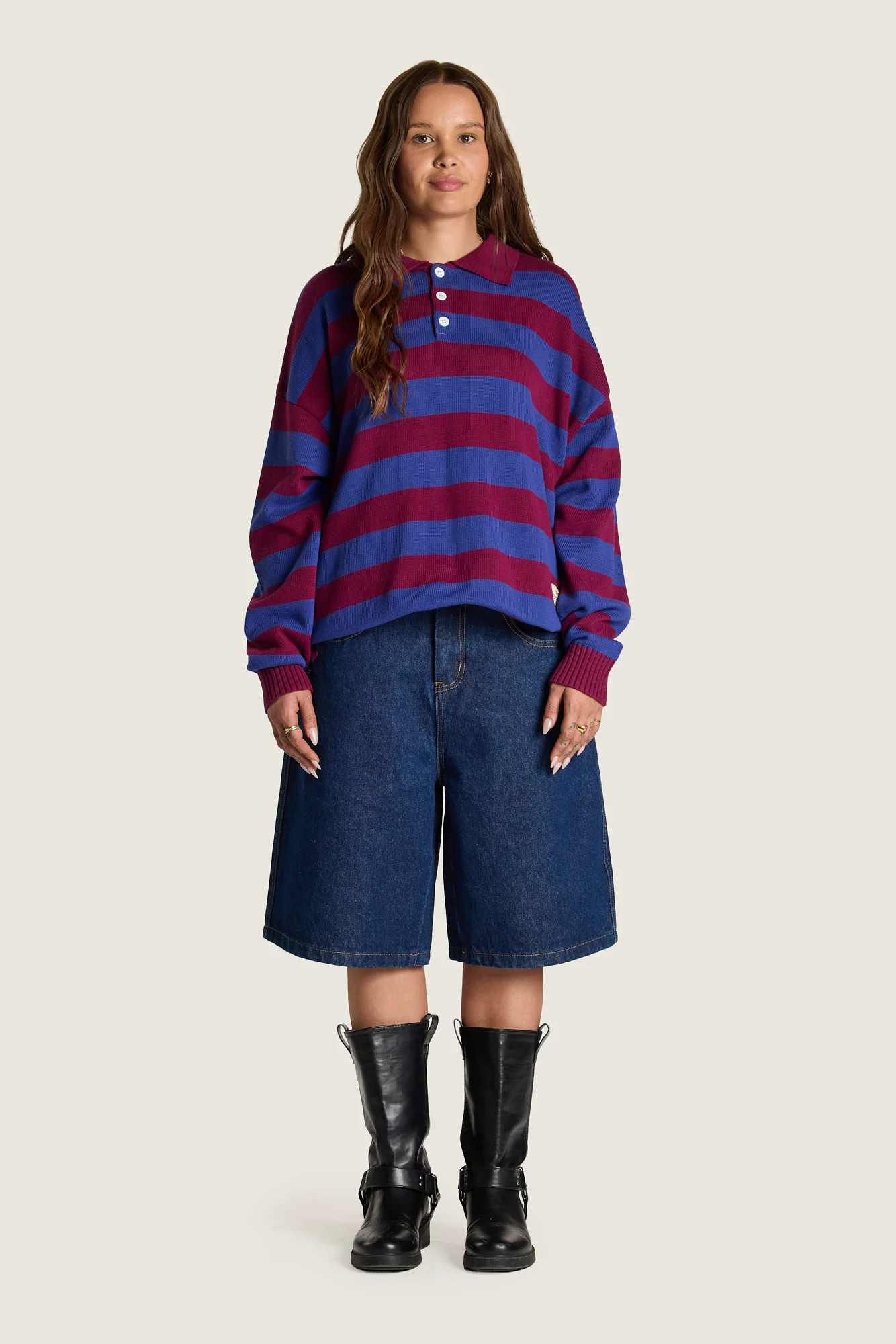 Knitted Rugby - Blue / Maroon - Image 3