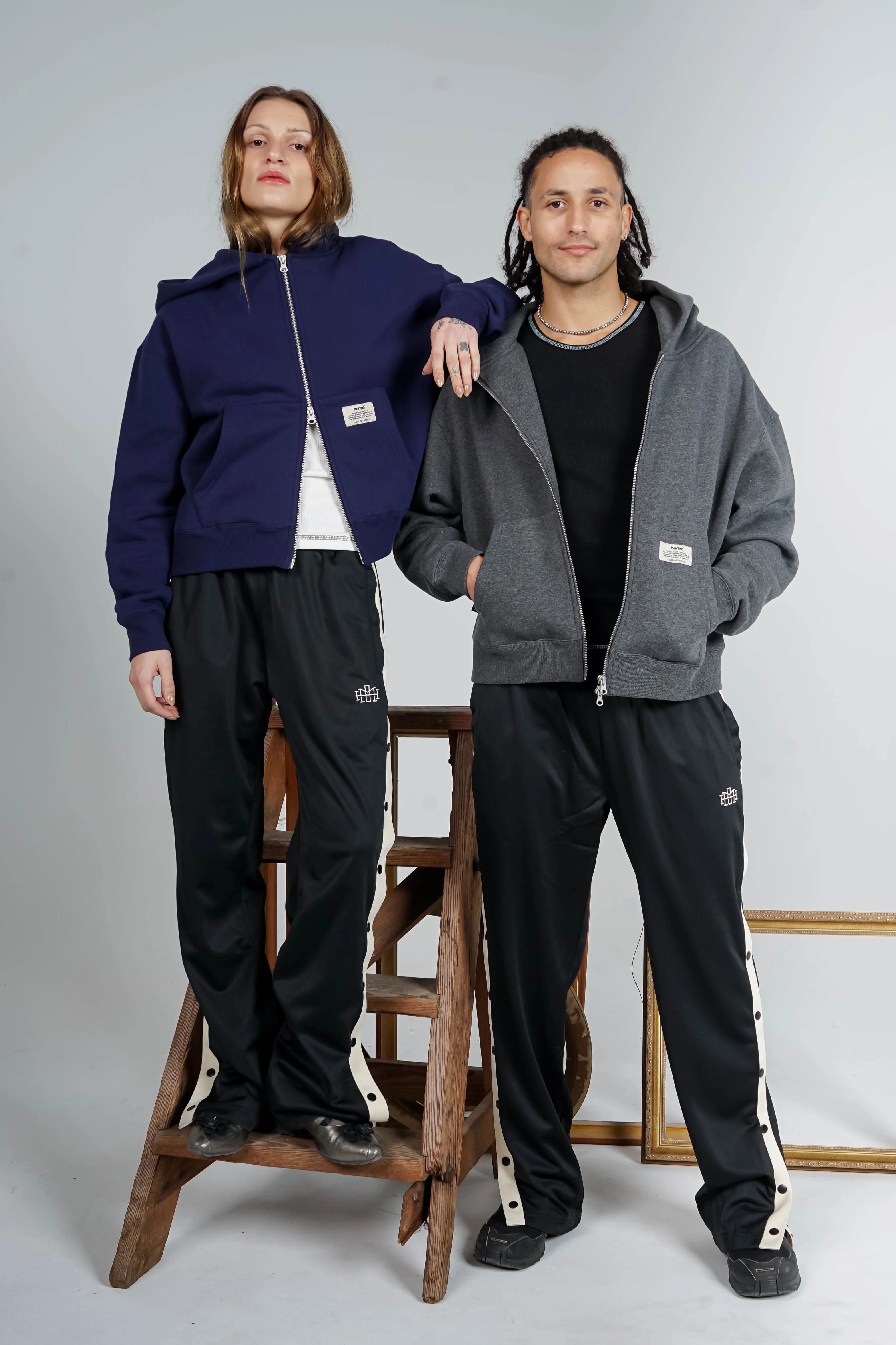 Cropped Zip Hoodie - Charcoal / Heather Grey - Image 7